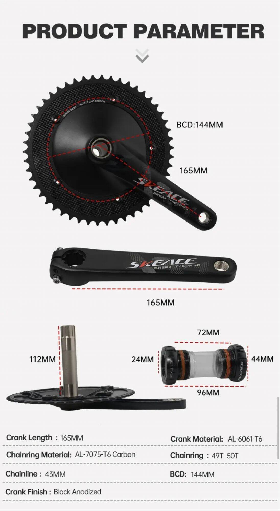 Skeace Break The wind Crankset hollow technology aluminum carbon