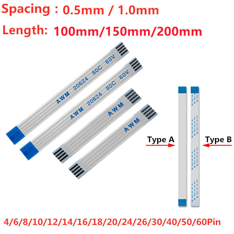 Flexible Flat Cable - 4~60Pin ReverseForward - 0.5mm Pitch