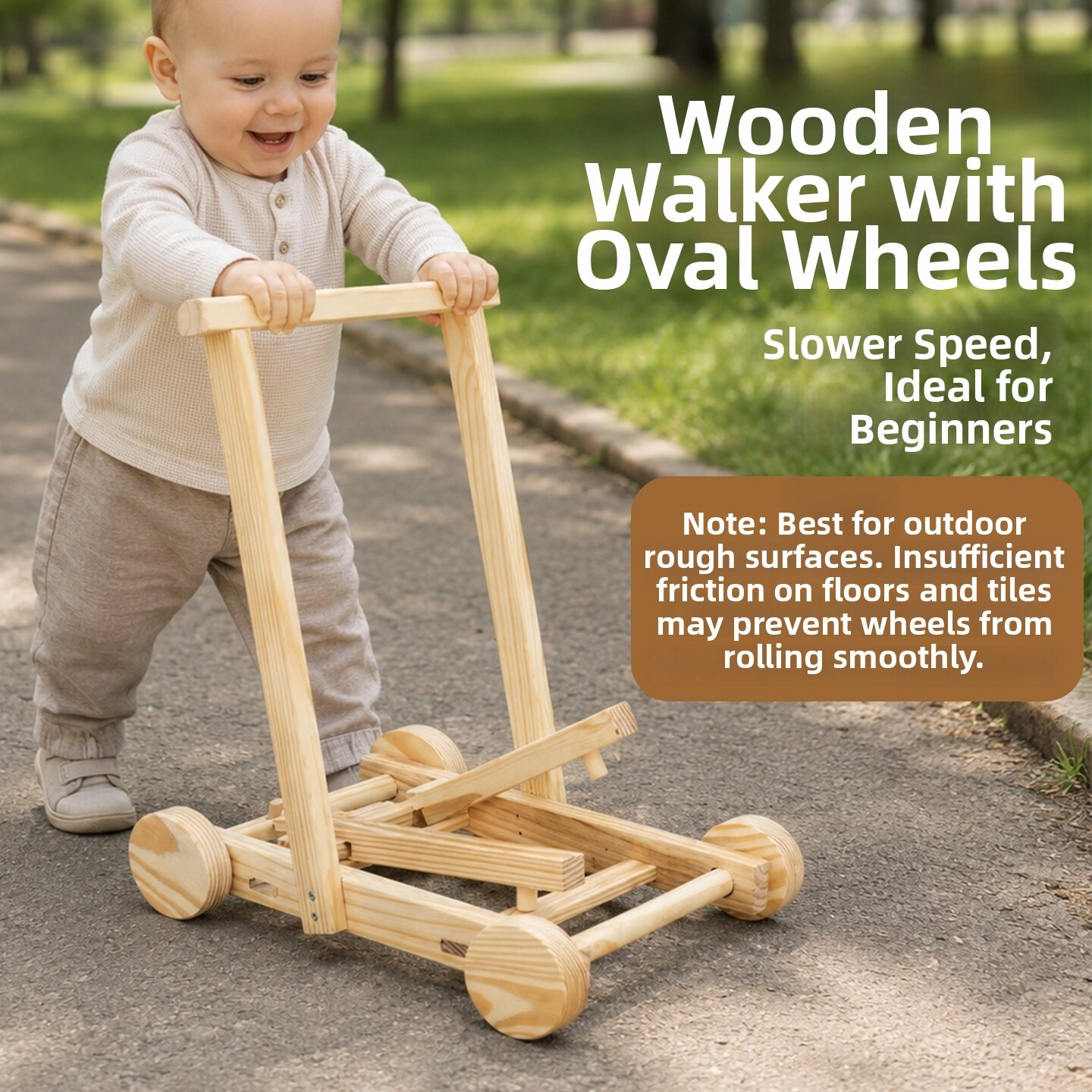 WANJU | Wooden Push Walking Toddler Cart