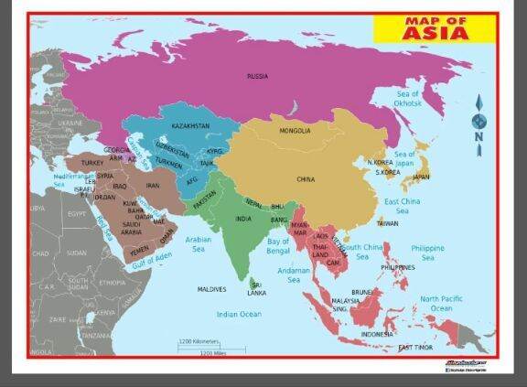 EDUCATIONAL POSTER TARPAULIN FOR KIDS MAP OF ASIA SMALL & BIG SIZE ...