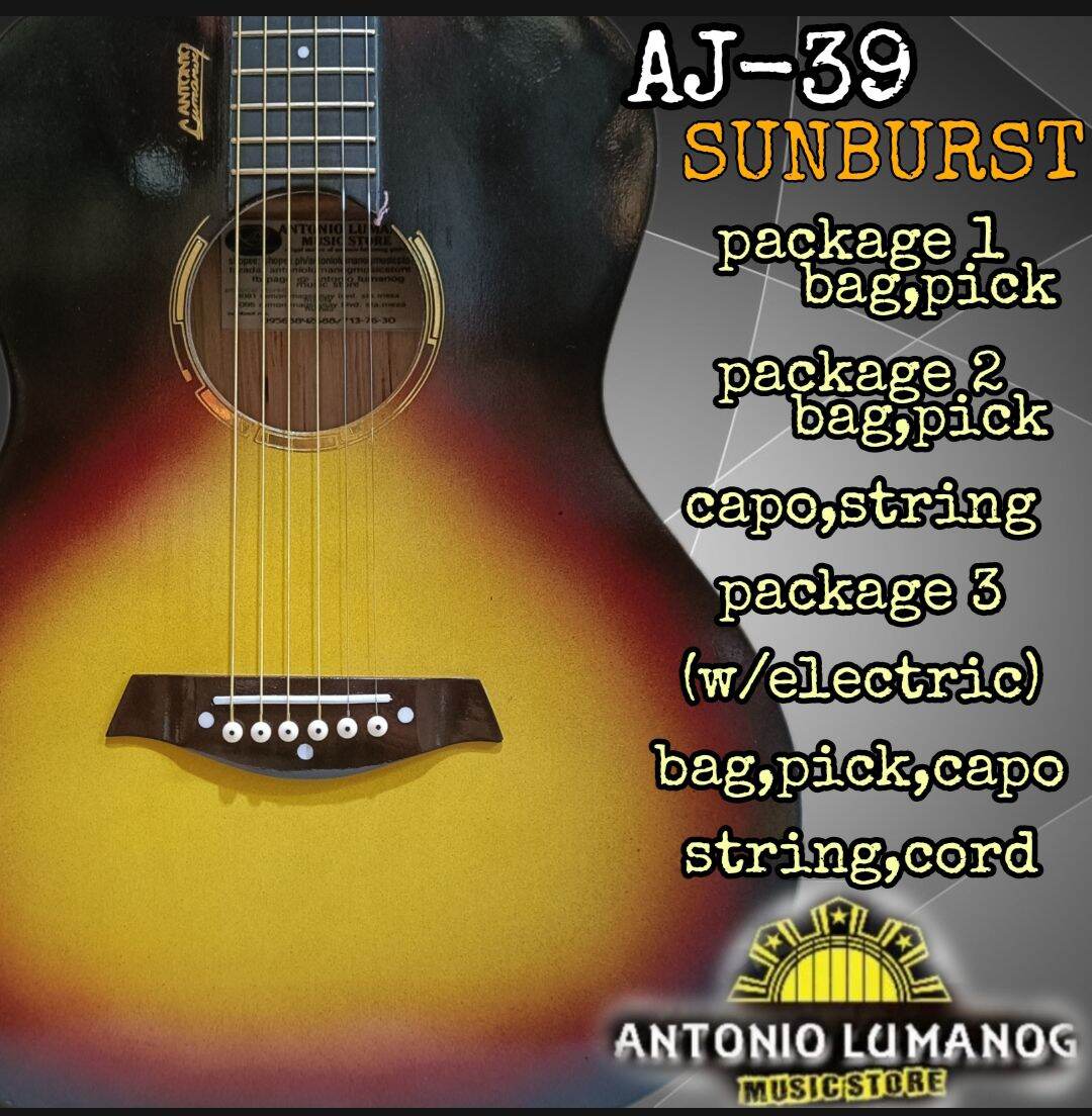 lumanog AJ39 acoustic guitar low action w/ freebies Lazada PH
