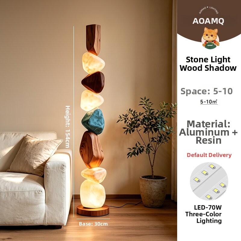 AOMAO | Creative Elegant Living Room Wooden and Wabi-Sabi Style Floor Lamp