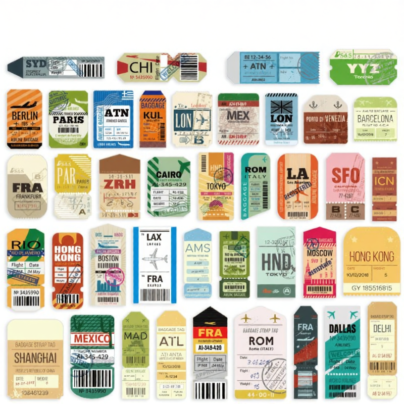 Retro Creative Airplane Boarding Pass Luggage Sticker Waterproof Travel Notebook Computer Trendy Brand Waterproof Decal