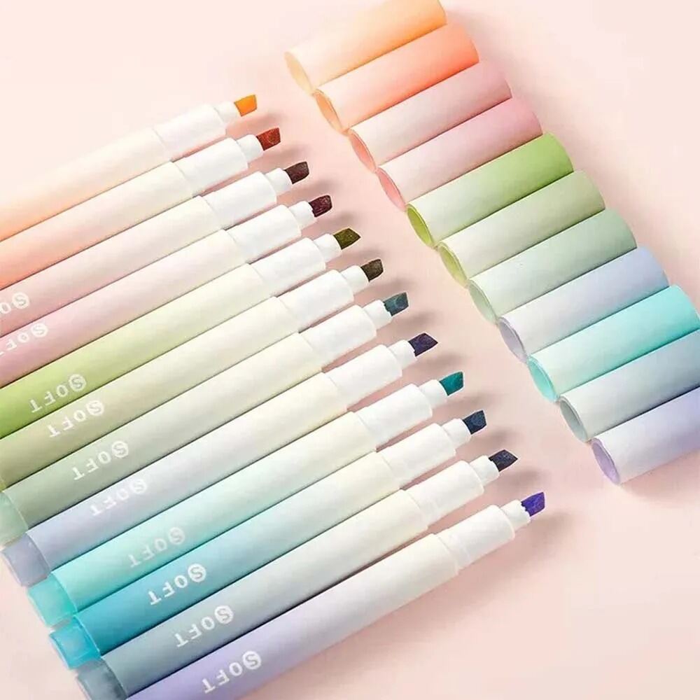 12pcs Morandi Colors Aesthetic Highlighters Colorful Marker Pens for Highlighting Bible Book No Bleed and Quick Dry