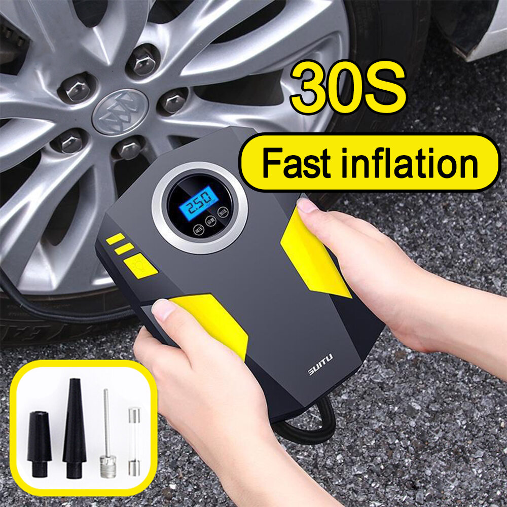 Portable 12V Car Tire Pump with Gauge - 