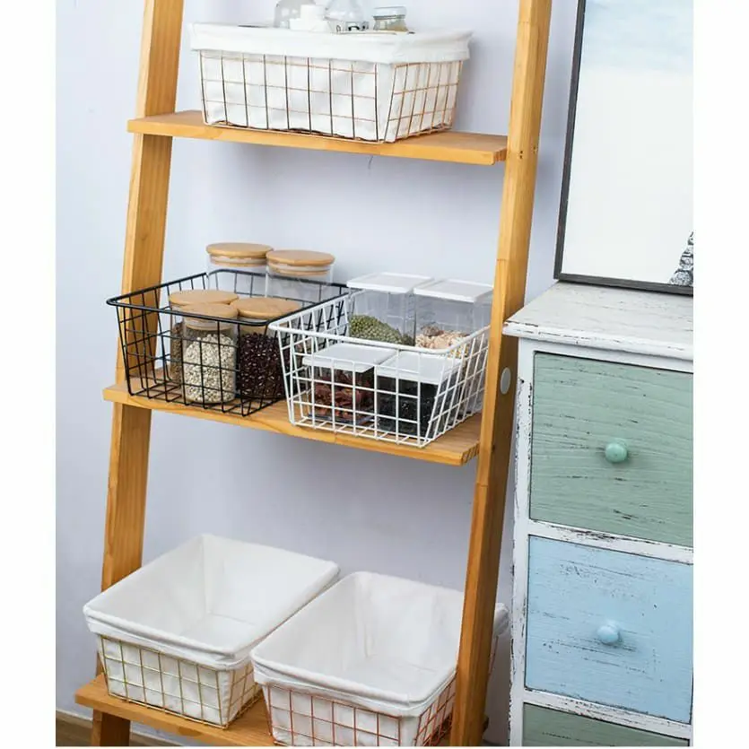 Thick and sturdy wire baskets with high-quality cloth nordic design perfect storage solutions organizers and home decor Great for organizing Stackable - allowing for easy storage Elegant Rose Gold finish Made with durable carbon steel.
