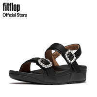 [LAZ EXCLUSIVE] FITFLOP X HEART LULU CRYSTAL-BUCKLE LEATHER BACK-STRAP SANDALS  - ALL BLACK (E1F-090)