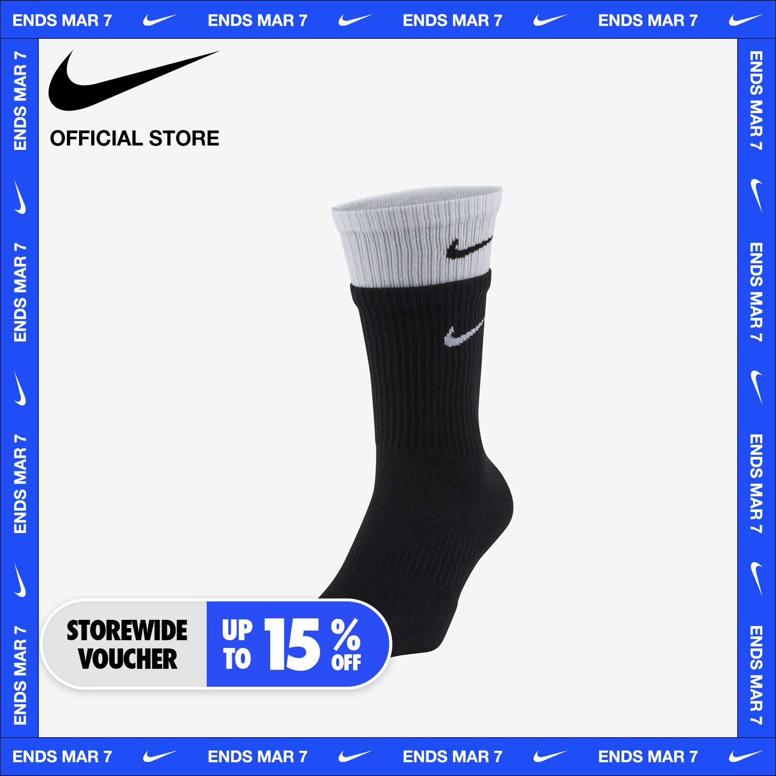 Nike Everyday Plus Cushioned Training Crew Socks - Black