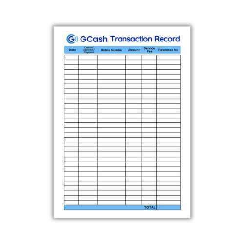 Gcash Transaction Record Pad 50 Sheets A5 size