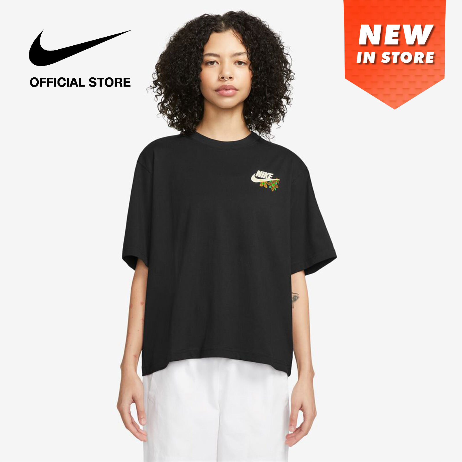 Nike Women's Sportswear Boxy Short-Sleeve T-Shirt - Black