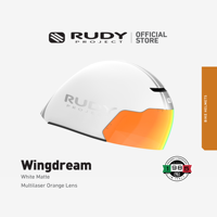 Rudy Project The Wing Dream Helmet – White Matte | Black Matte - Road Cycling Biking Helmet in Multilaser Orange Lens | Aero Time Trial Cycling Helmet | Ultralight