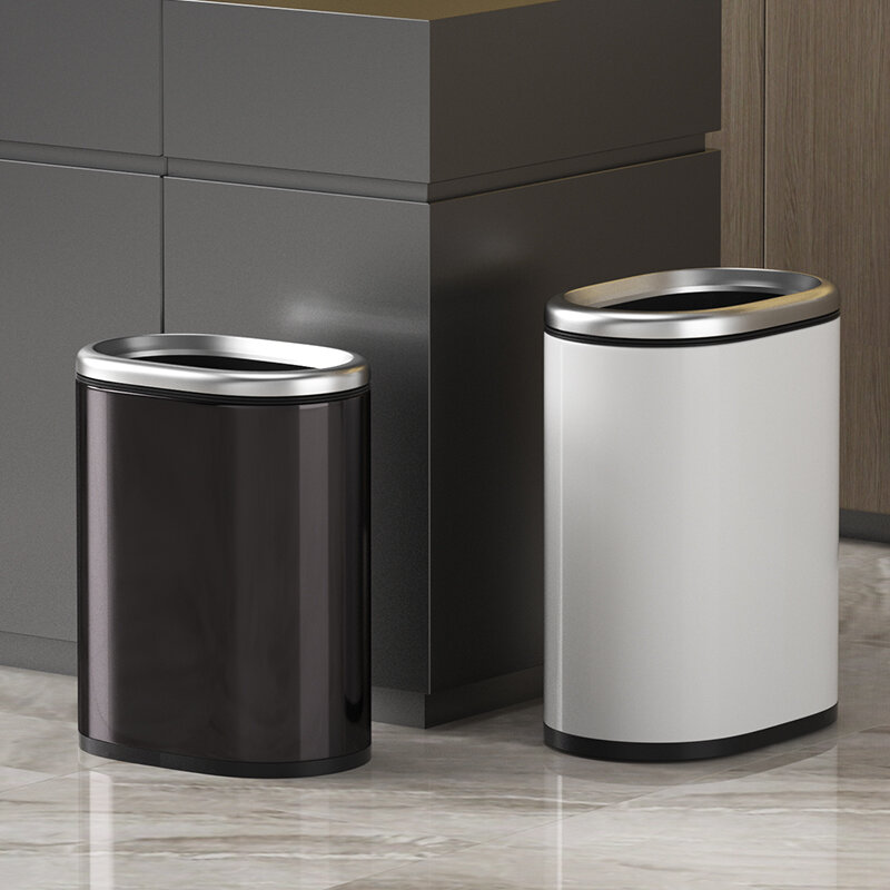 9L/12L Metal Trash Can，Oval Open Double Trash Bin，Narrow Garbage Can for Bathroom,Bedroom,Hotel,Office,RV ราคา  1,129 บาท*ส่งฟรี