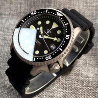 Titanium Diver NH35A Black Automatic 200M Men Watch Sapphire Glass 3.8 oclock Date Rubber Black Ceramic Bezel