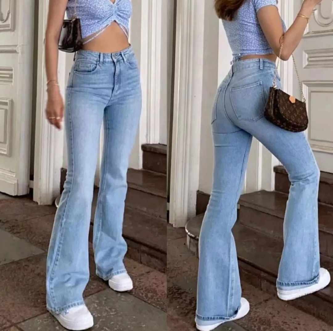 Stretchable Women's New Trend 80's Retro Street Fashion Style Bootleg/Wideleg  Jeans