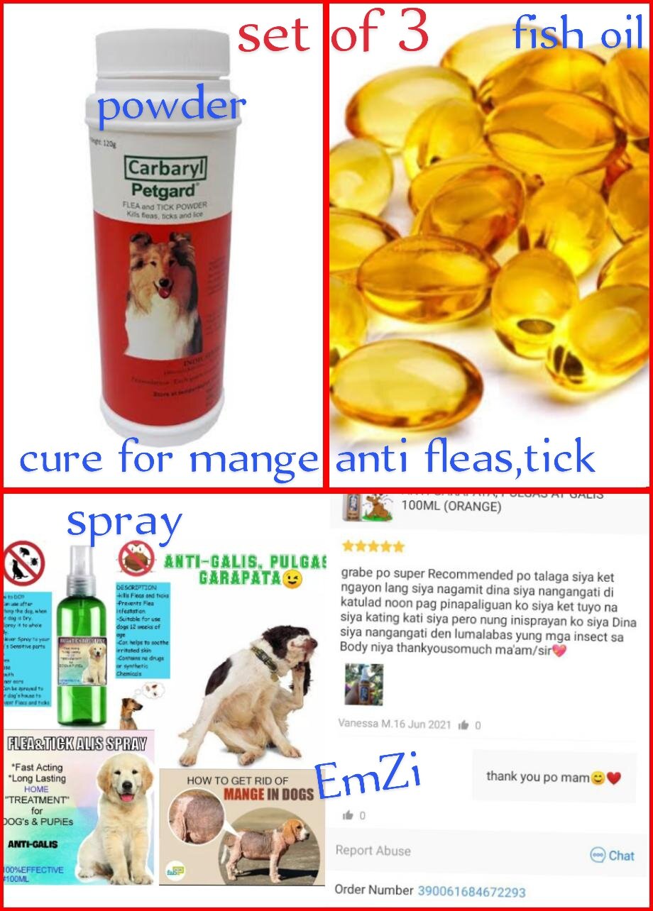 Set of 3 spray100ml petgard powder fish oil 30pcs dogs vitamin