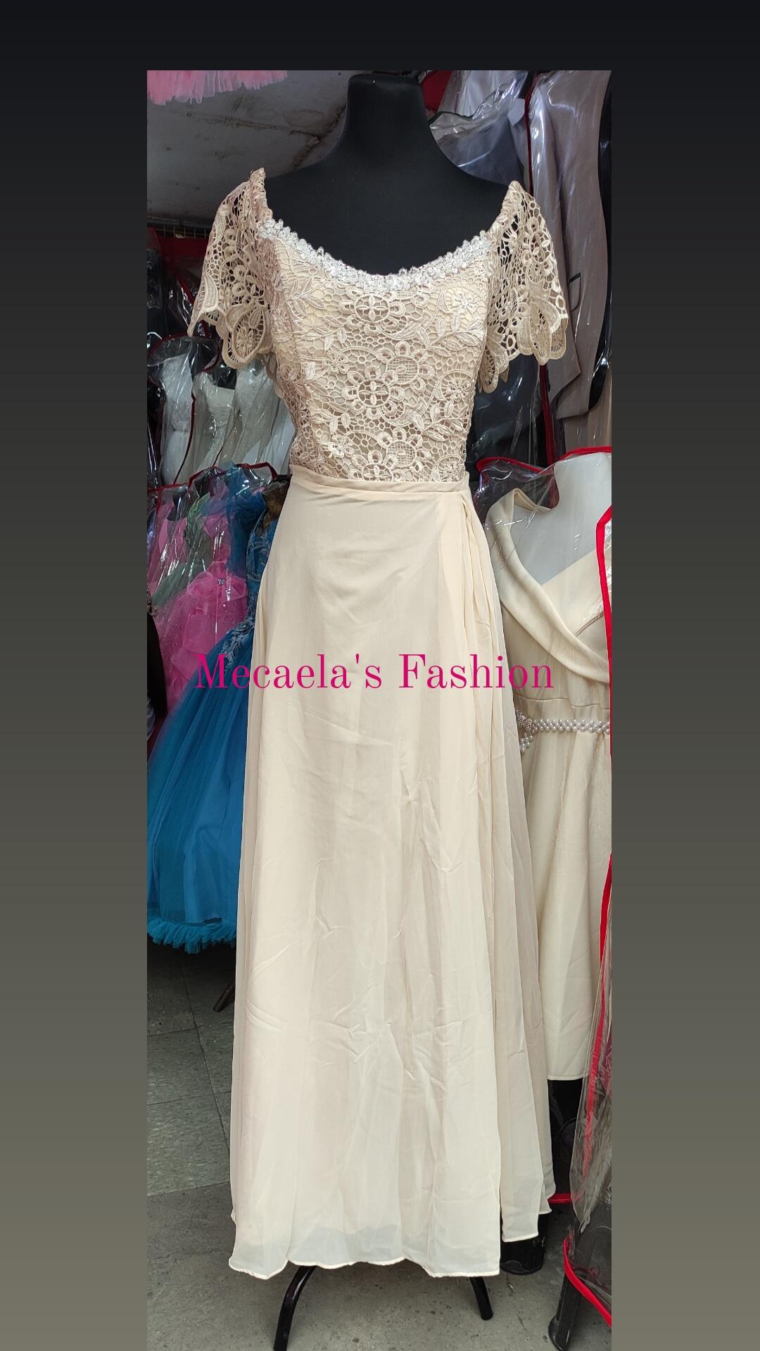 modern filipiniana long dress Filipiniana Buttoned Top Drape Maxi Dress