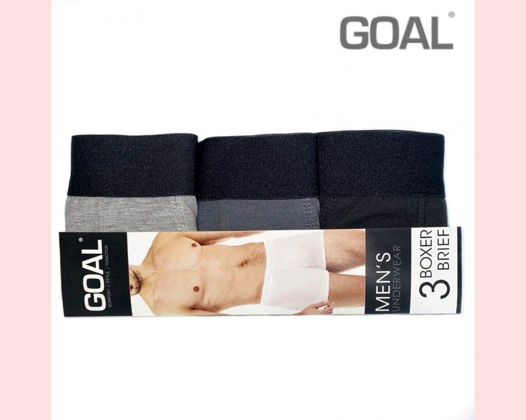 GOAL BY SORELLA 3PCS BOXER BRIEFS COTTON MEN'S 3in1 BOXER BRIEF PACK