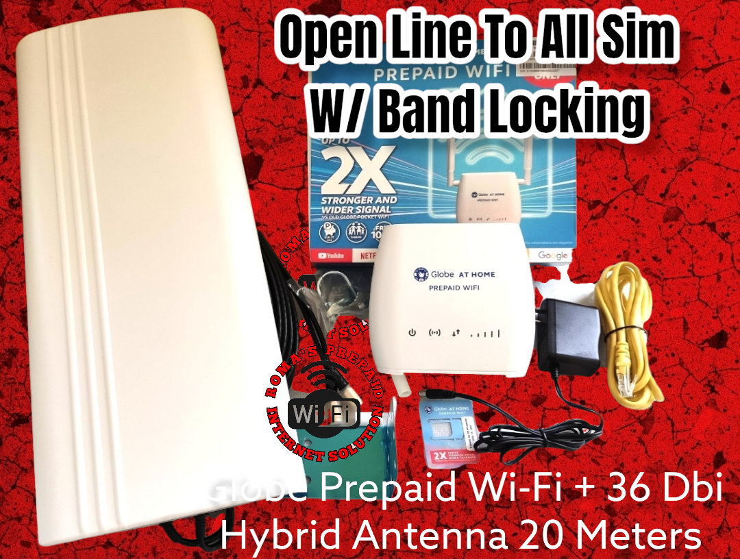 Open line Globe at home prepaid wifi zlt s10g + 36 dbi Hybrid antenna