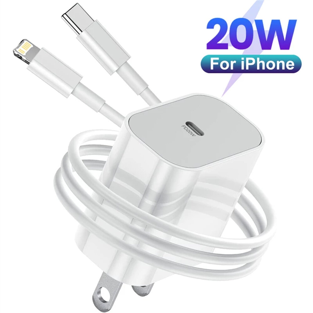 20W PD iPhone Wall Charger with Fast Charging Cable Set