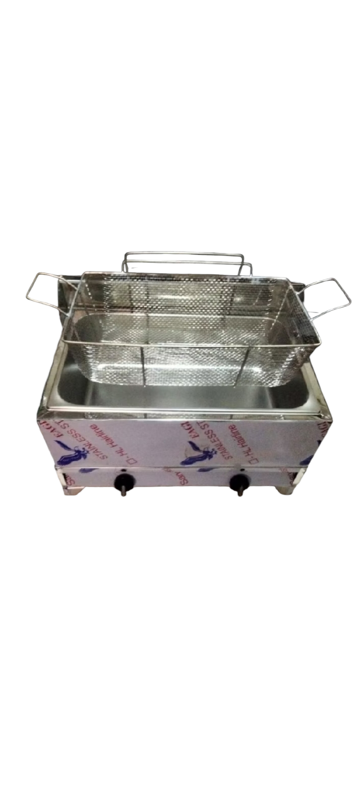 GAS TYPE FULL SIZE ( FRYER ) STAINLESS PURE STAINLESS SUPER JUMBO LPG operated with two burner PRODUCT SIZE LENGTH 24 INCHES WIDTH 14 INCHES HEIGHT 15 INCHES TUB SIZE 13x21 INCHES DEEP 15 CM NOTE TANGALIN LHT NG STICKER BAGO GAMITIN ALL BRAN Presyo  3,999 Piso*Libreng Shipping