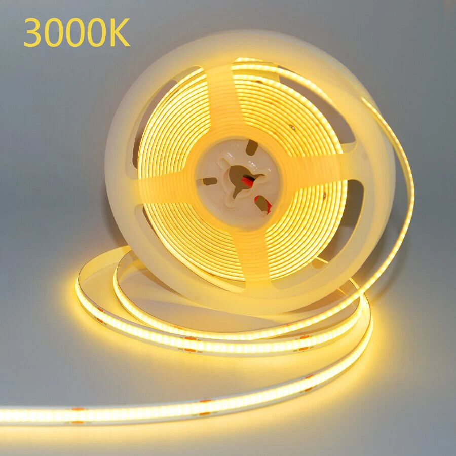 COB LED Strip Light DC 12V 24V 320 LEDs Flexible COB LED Lights Strip Warm Cool White Linear LED Tape Dimmable Room Decoration