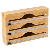 Foil Dispenser With CutterWall Mounted Bamboo-Foil Cling Film CutterKitchen Wrap DispenserKitchen Organization