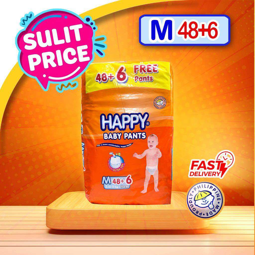 Happy Baby Pants Diapers Medium 48’s (+6 free)