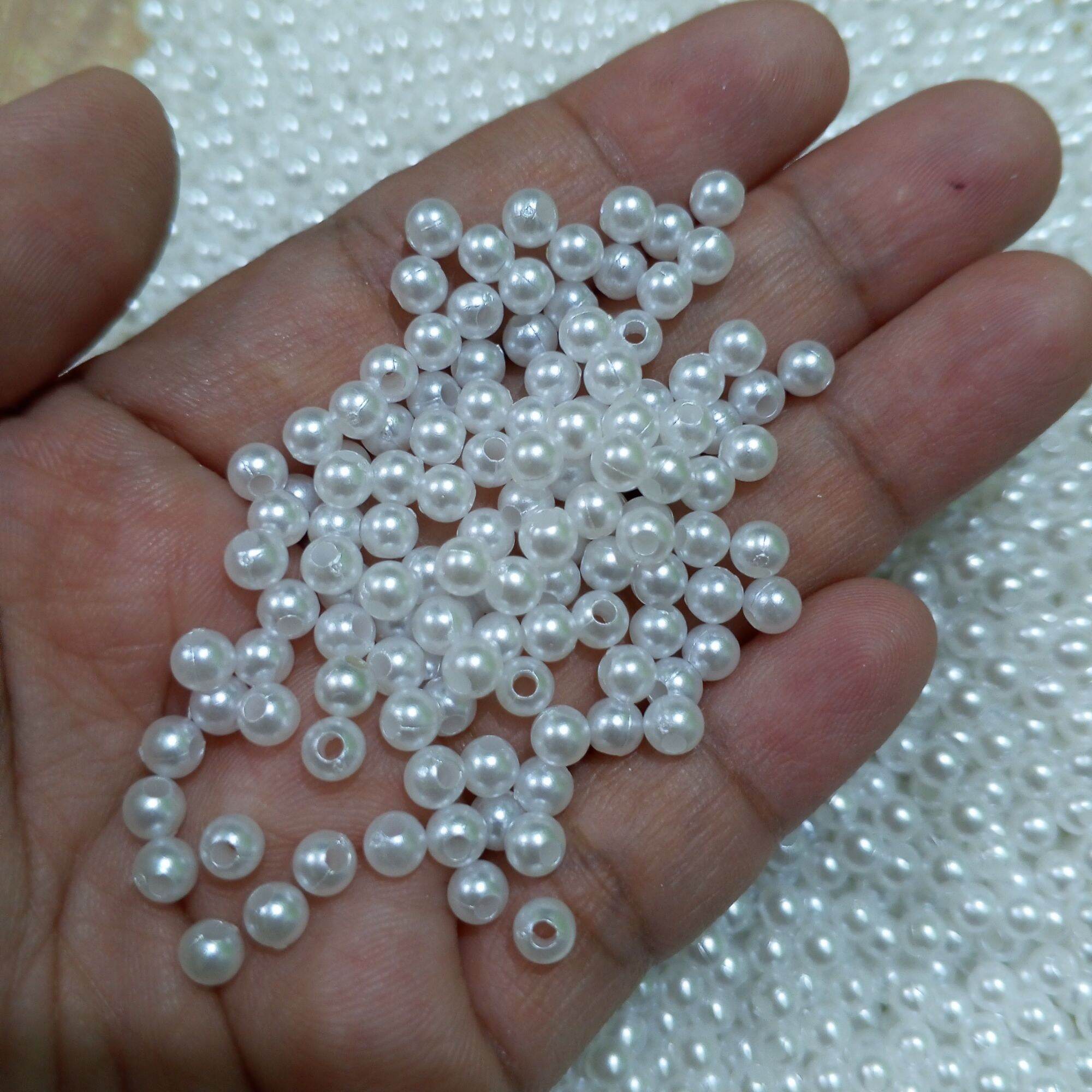 4mm Plastic Pearl White Beads 200pcs per pack .