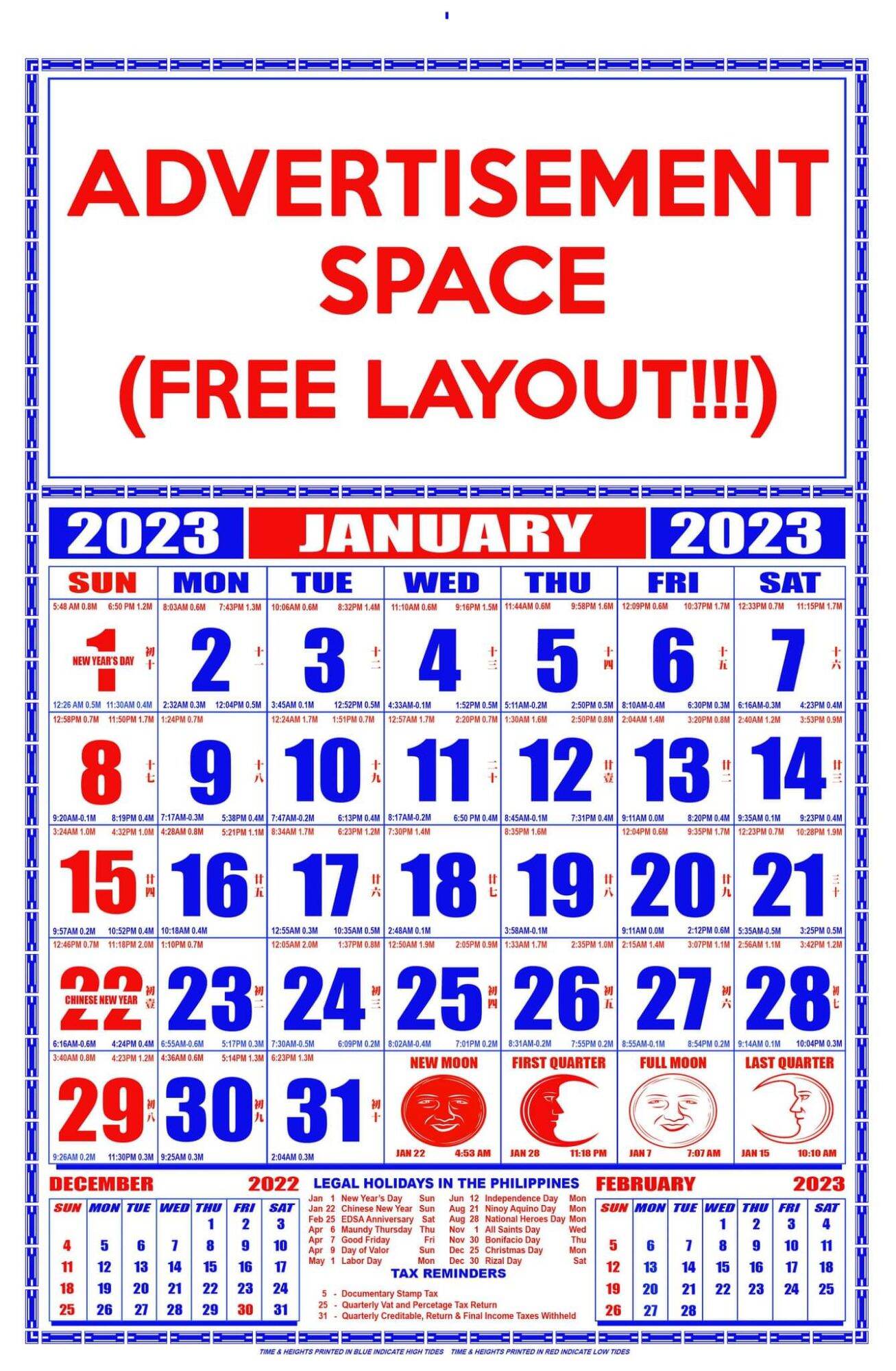 COMMERCIAL CALENDAR 2023 (Personalized LONG BONDPAPER SIZE)FREE LAYOUT