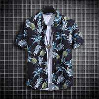 Mens Summer Short Sleeve Printed Shirt Thin Beach Shirt Mens Clothing Turtle Neck Polo  Shirt for Men Casual Top
