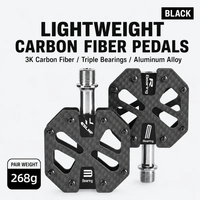 Eslnf | Ultralight Durable 3K Carbon Fiber Cycling Pedal Smooth 3 Bearing Mountain Bike Pedal Anti-slip Road Bicycle Flat Pedal