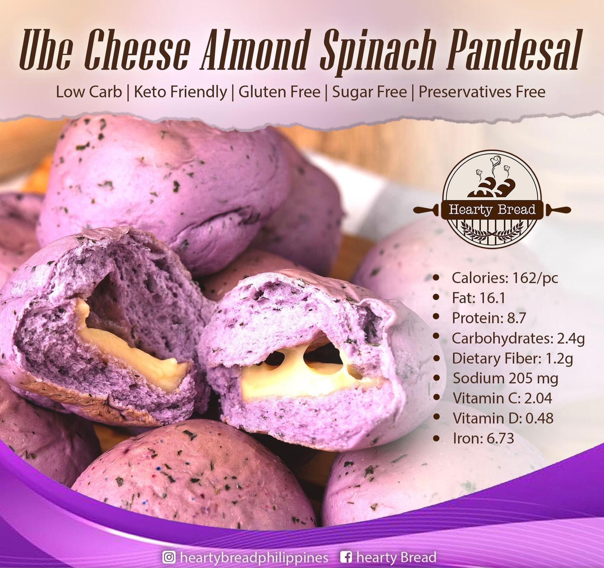 Keto Ube Cheese Pandesal Hearty Bread Keto/Low carb Product Made from Almond Flour Lazada PH