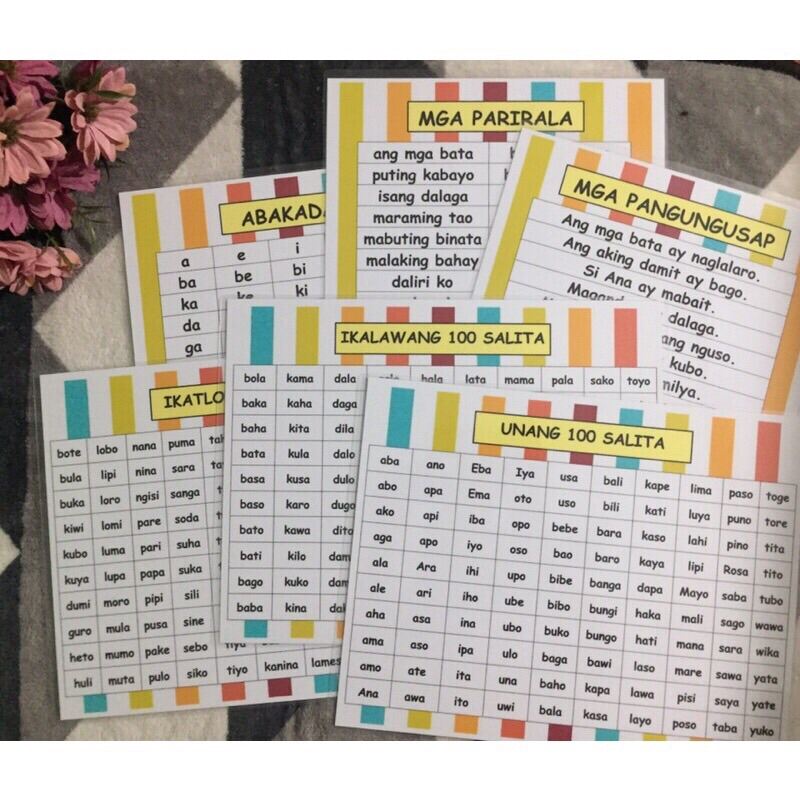 Tagalog Reading Materials ( Pantig, Mga salita, Mga Parirala at Mga