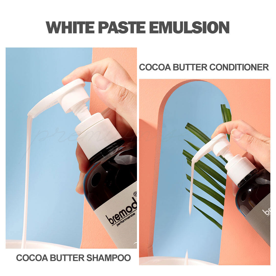 Bremod Premium Cocoa Butter Shampoo + Conditioner SET Anti-Frizz hair care 400ml +1PC Morrocan Argan Oil Serum 100ml