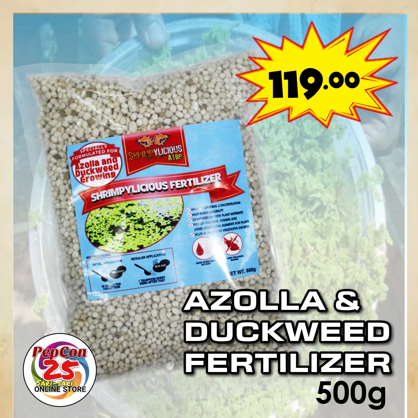 PepCon25 Phosphate Plant Fertilizer 500g/pack - Azolla & Duck