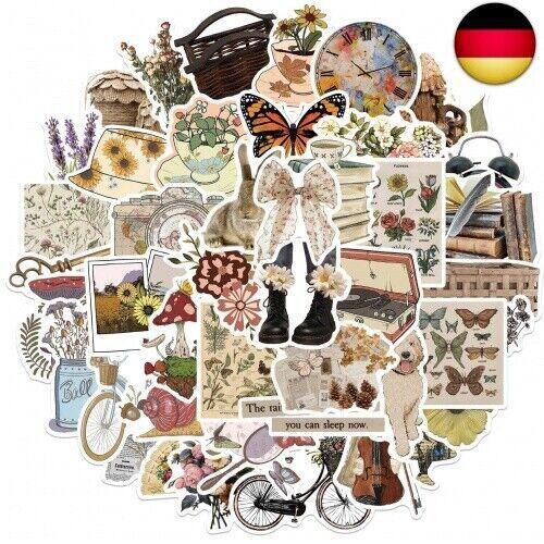 ✿ BHM ✿ - Aesthetic Vintage Assorted Design Sticker 50pcs DIY Scrapbook Stationary