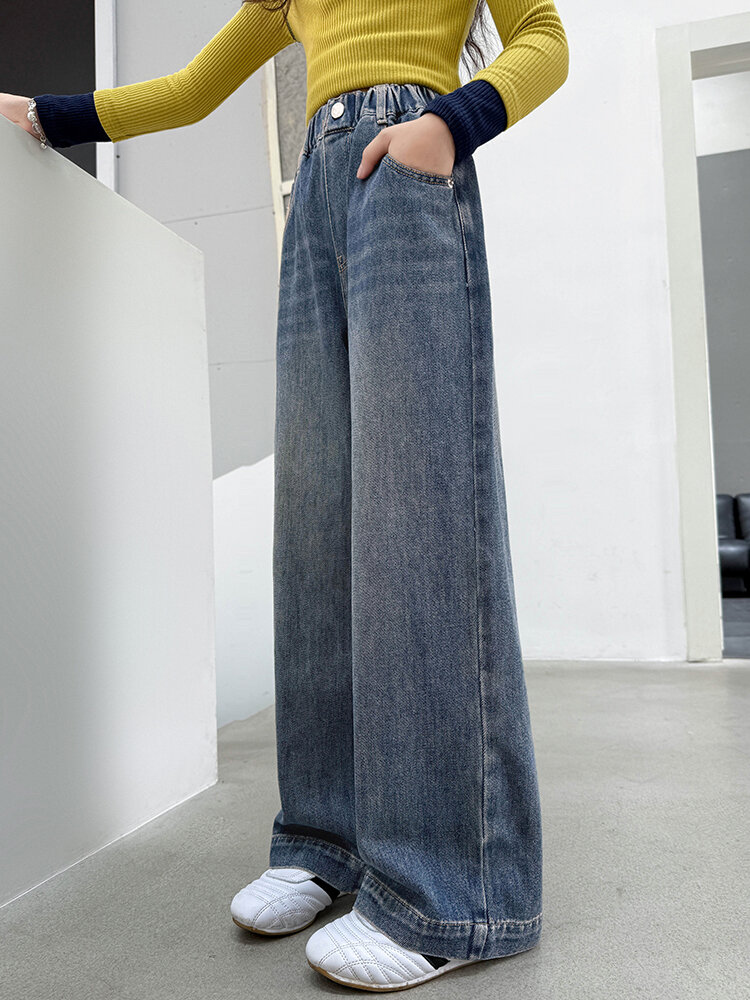 MPW | Girls Loose Fit Embroidered Denim Jeans Spring Autumn Fashionable Wide Leg Pants Korean Style Children's Clothing Presyo 1,876 Piso*Libreng Shipping