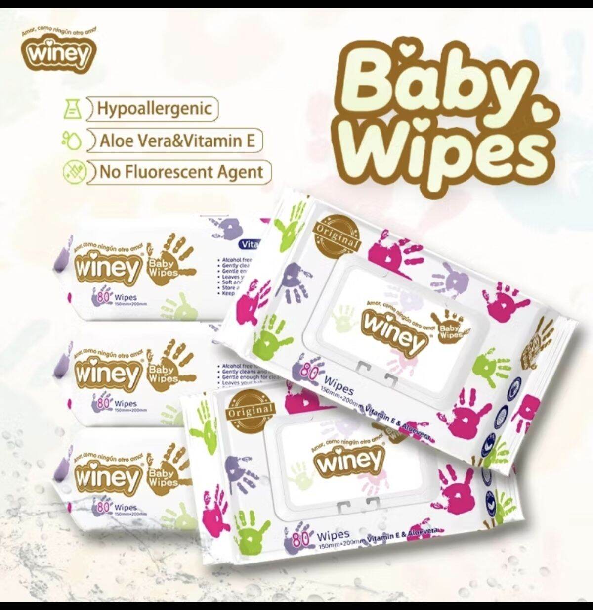 Winey 80-Count Unscented Alcohol-Free Baby Wipes for Sensitive