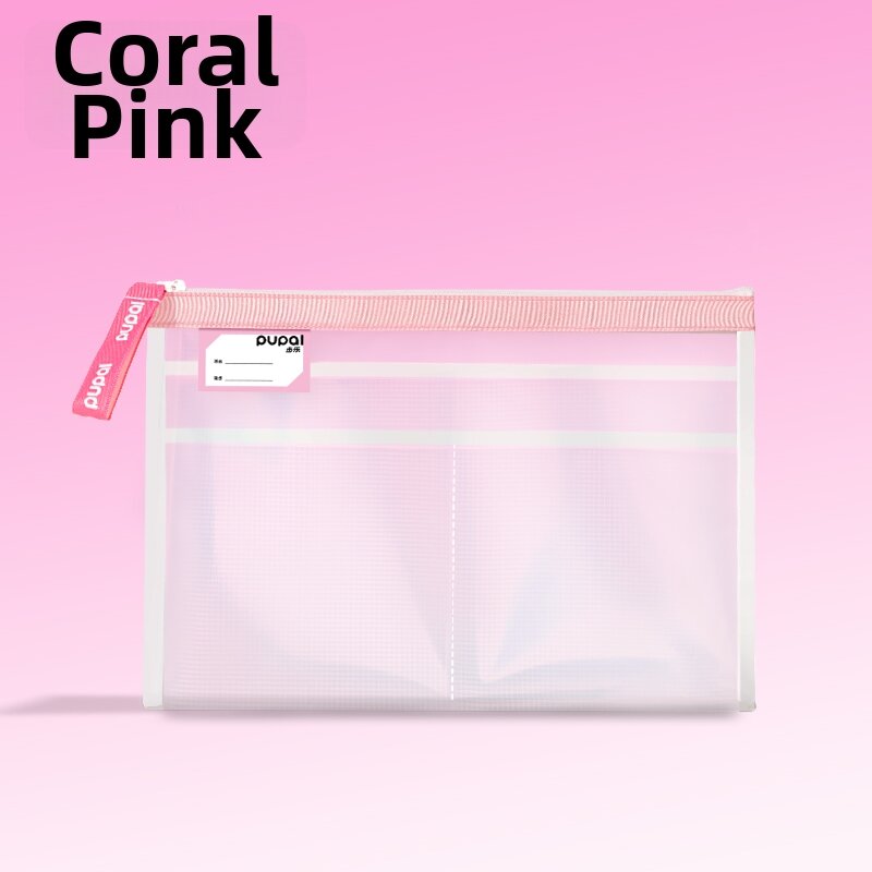 deli | Waterproof Transparent Zipper File Bag for School Supplies
