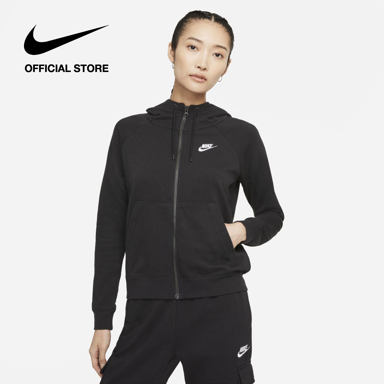 Nike Women's Sportswear Essential Cropped Hoodie Blue Size Large