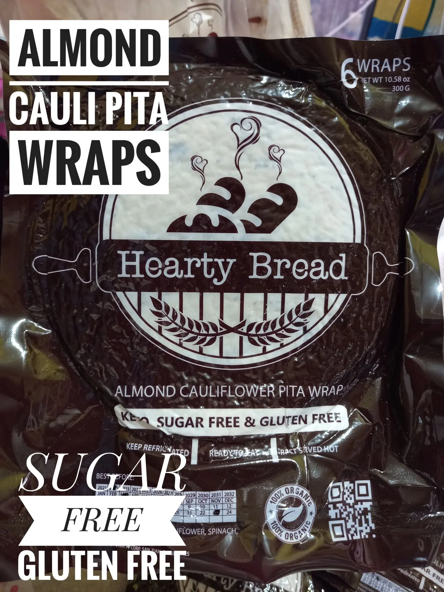 KETO PITA bread Almond Cauli Pita wraps Sugar free and Gluten free 6pcs/Pack - MAX OF 5PACKS ONLY!