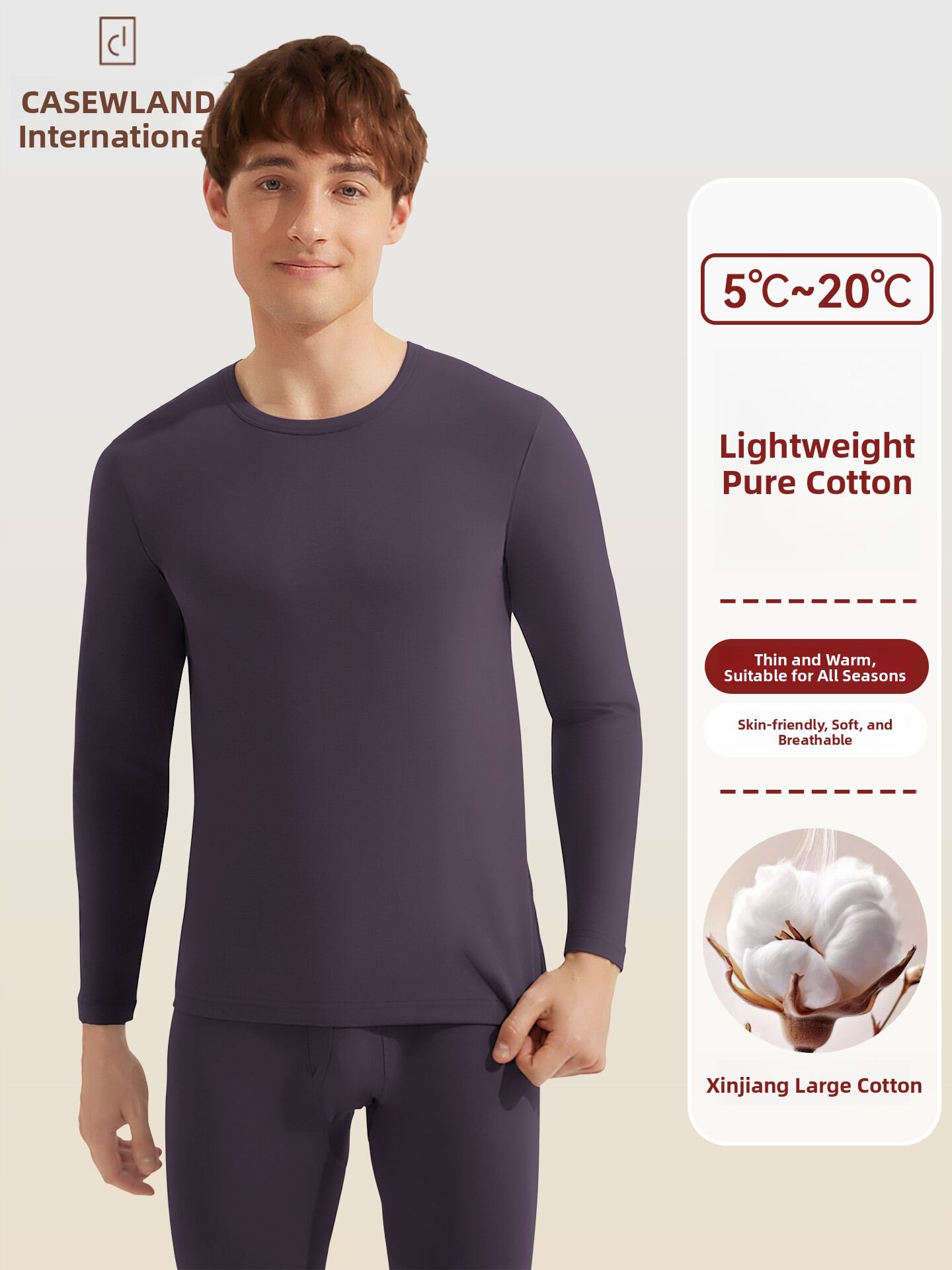 CASENLAND | Pure Cotton Thin Winter Underwear Set for Men Presyo 1,514 Piso*Libreng Shipping