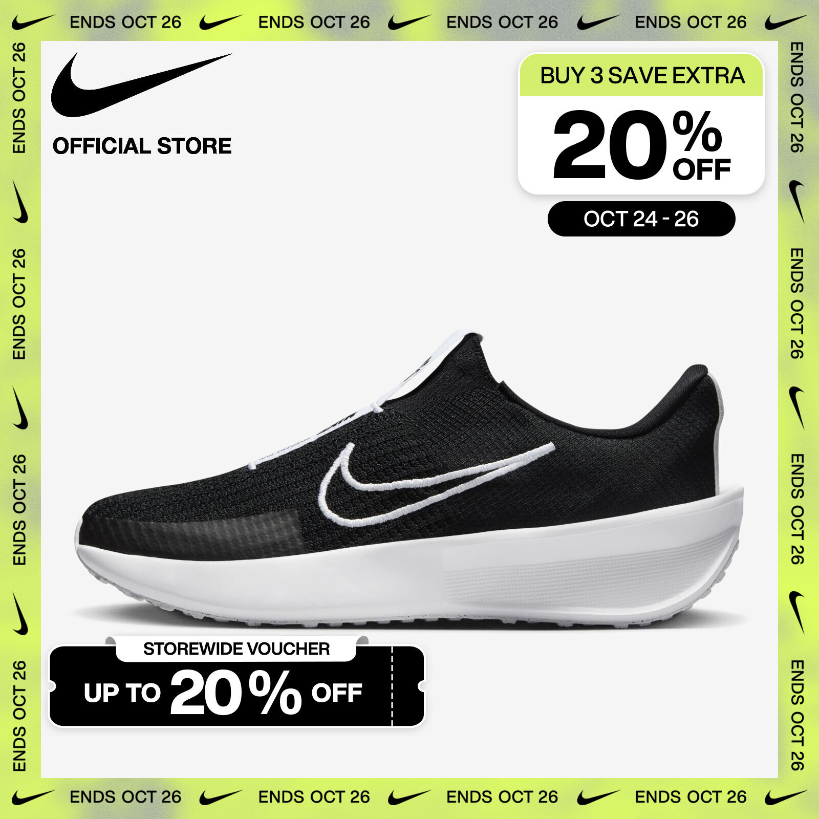 Nike Womens Reina EasyOn Shoes Black Black Low-Cut Sneakers