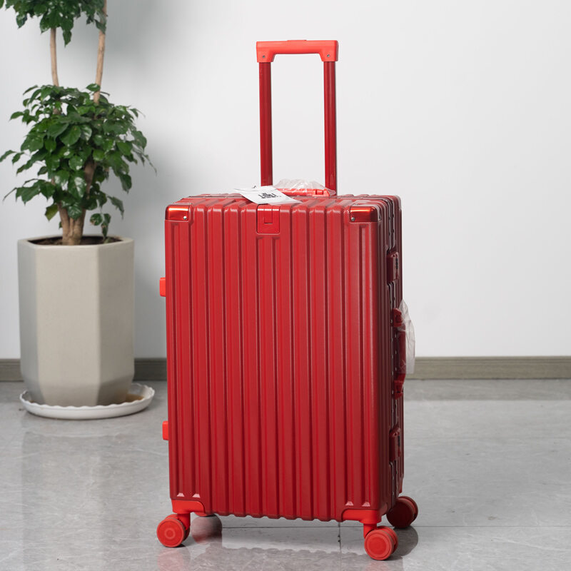 Red Dowry Luggage Aluminum Frame 20Inch Password Suitcase Wedding