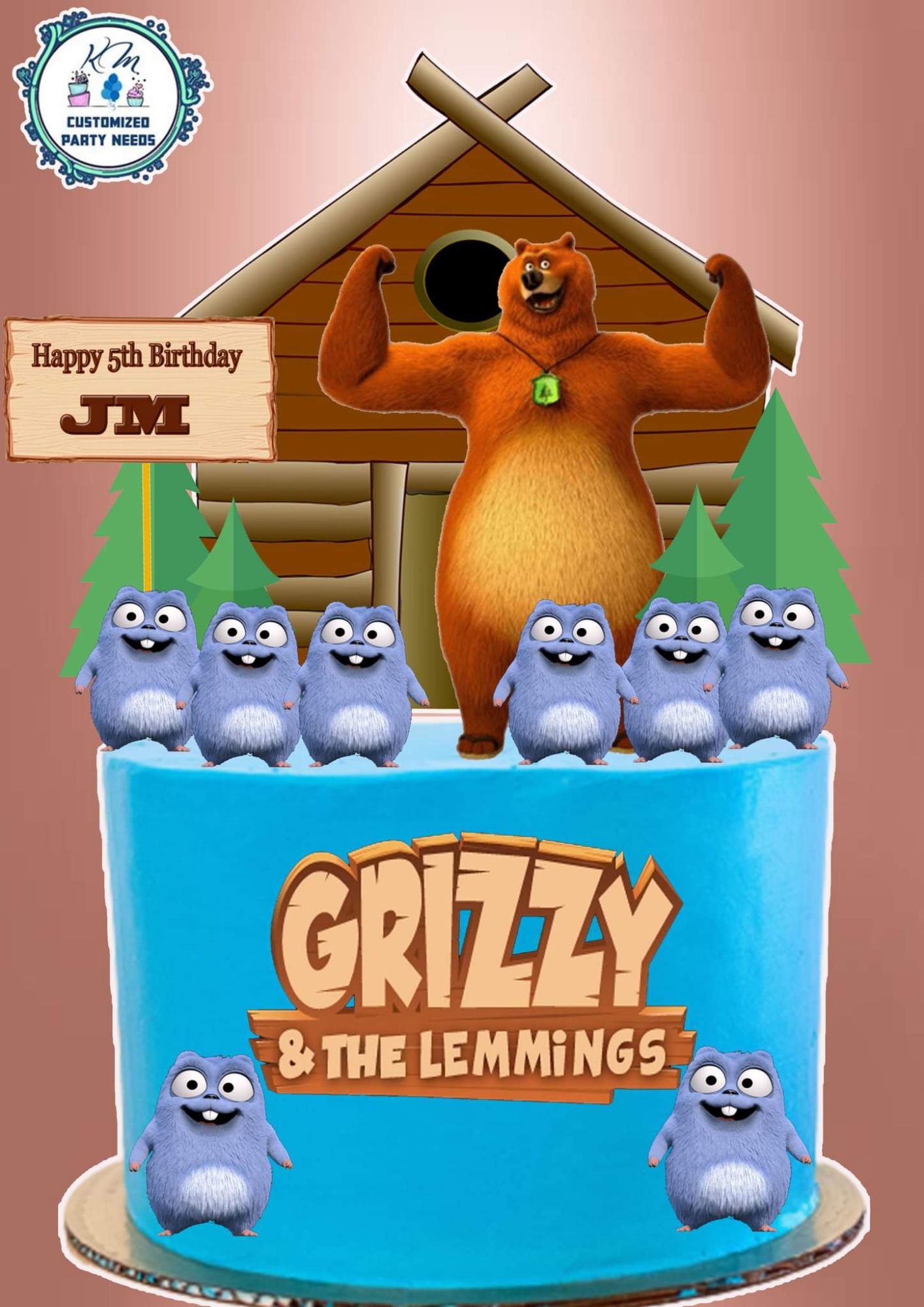Grizzy and the Lemmings Movie – Edible Cake Topper – Edible Cake