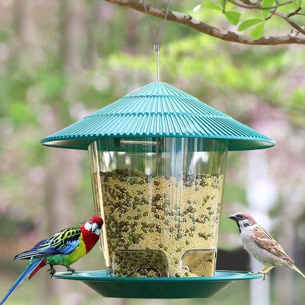 Window Wild Bird Feeder House Transparent Plastic Bird Feeder Hanging 