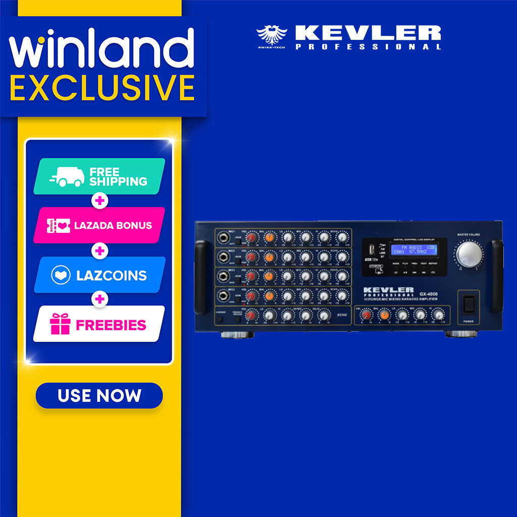 Kevler by Winland GX-4000 High Power Mic Mixing Karaoke Amplifier 900W X 2 W/ USB/BLUETOOTH/FM GX4000 GX 4000 Kevler Amplifier