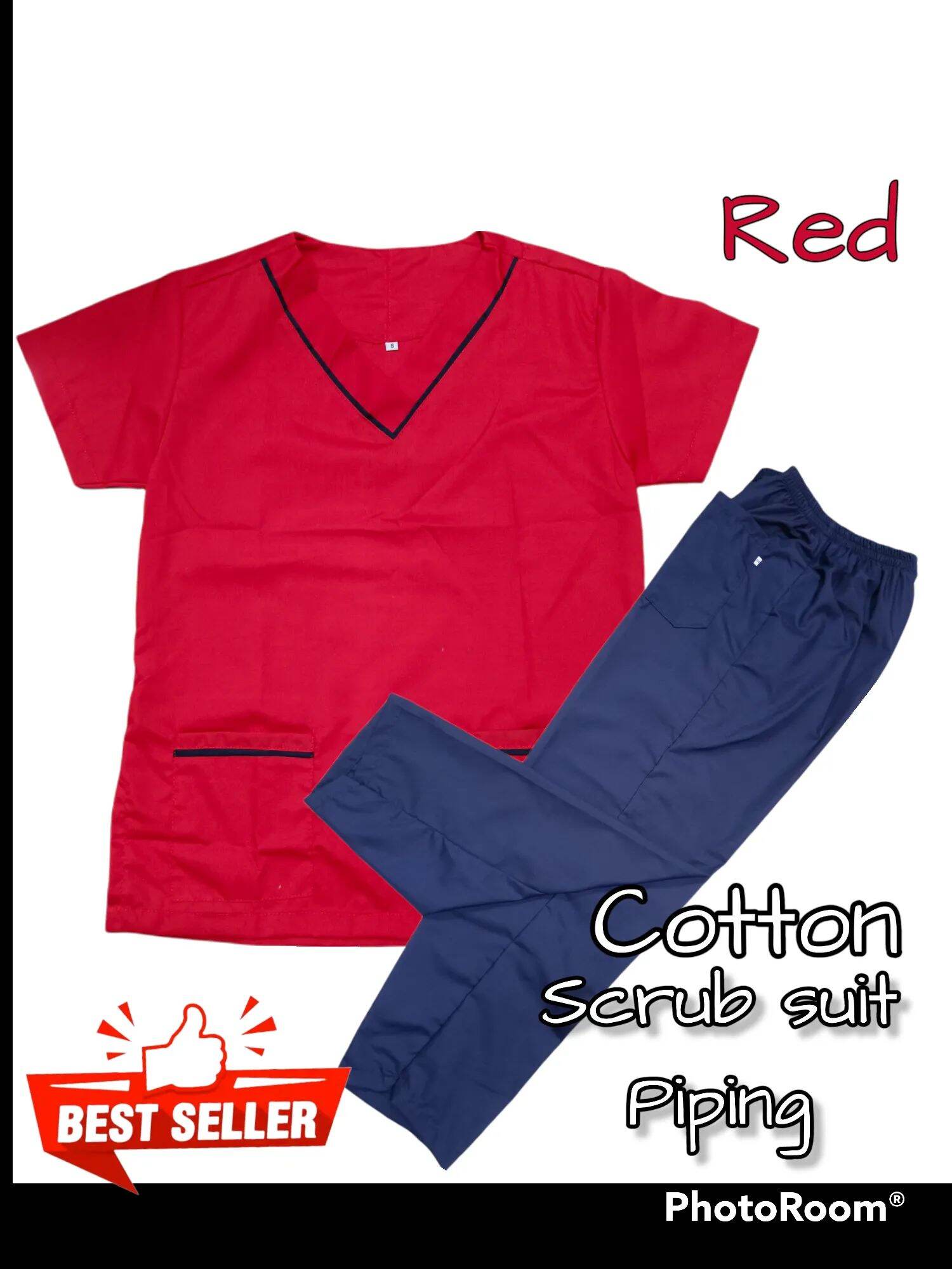 Scrub Suit Terno Piping Cotton Tetoron Lazada Ph