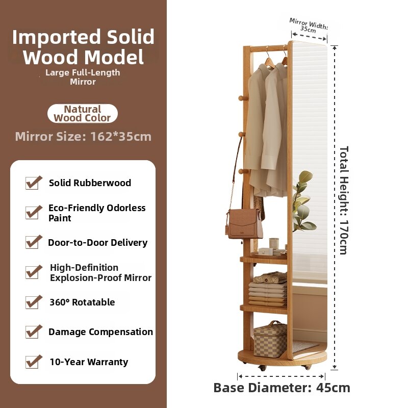 DONGMU | Rotatable Movable Dressing Mirror With Hanger Floor Mirror
