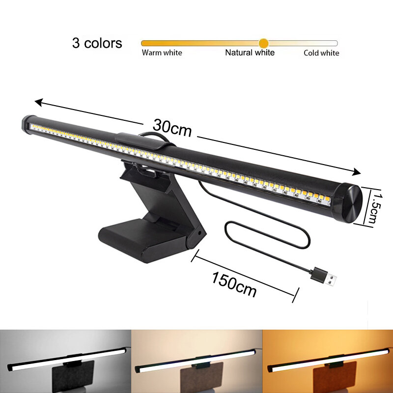 Screen Hanging Light 30CM CCT Touch Dimmable Monitor Notebook Computer LED Monitor Light for Computer Study LED Table Lamp